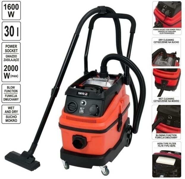 ПЫЛЕСОС ДЛЯ МАСТЕРСКОЙ YATO 1600W / 30L YT-85715