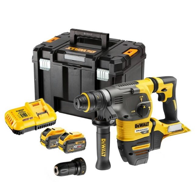DEWALT FLEXVOLT Перфоратор 54V / 18V 3.5J 2 x 9.0Ah XR LI-ION БЕСЩЕТОЧНЫЙ + Патрон DCH334X2