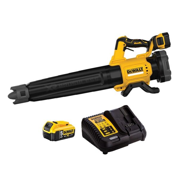 DEWALT Аккумуляторная воздуходувка для листьев DCMBL562P1-QW, аккумулятор 18 В, 1x5,0 Ач.