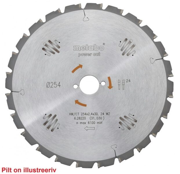 Пильный диск Metabo 254x2,4/1,8x30, z24, WZ, -5°, Power Cut. 628220000